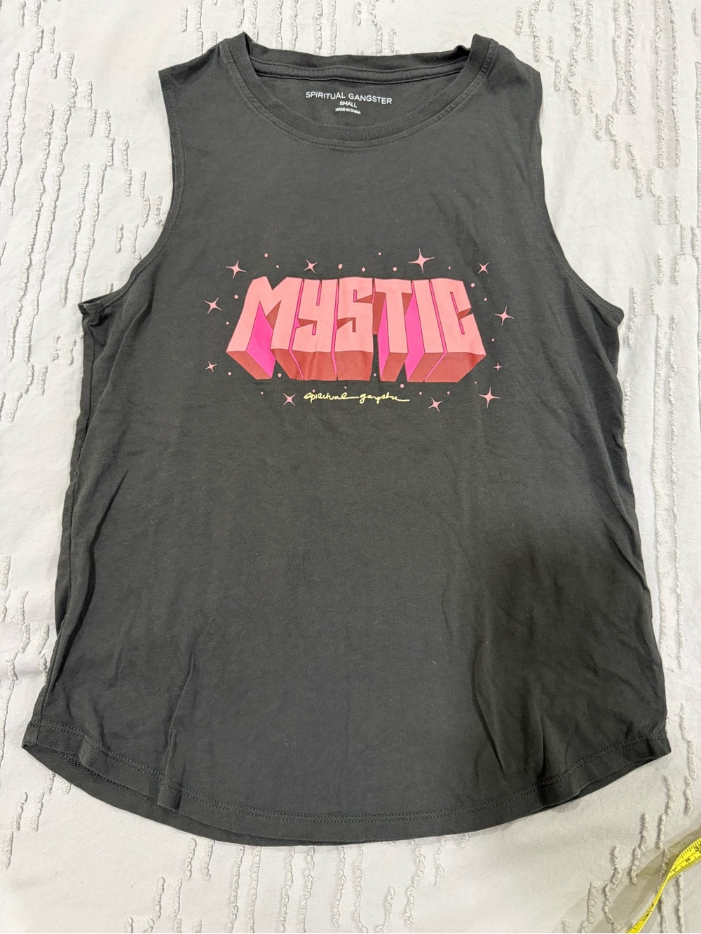 Spiritual Gangster ‘Mystic' Washed Black Graphic Tank Top